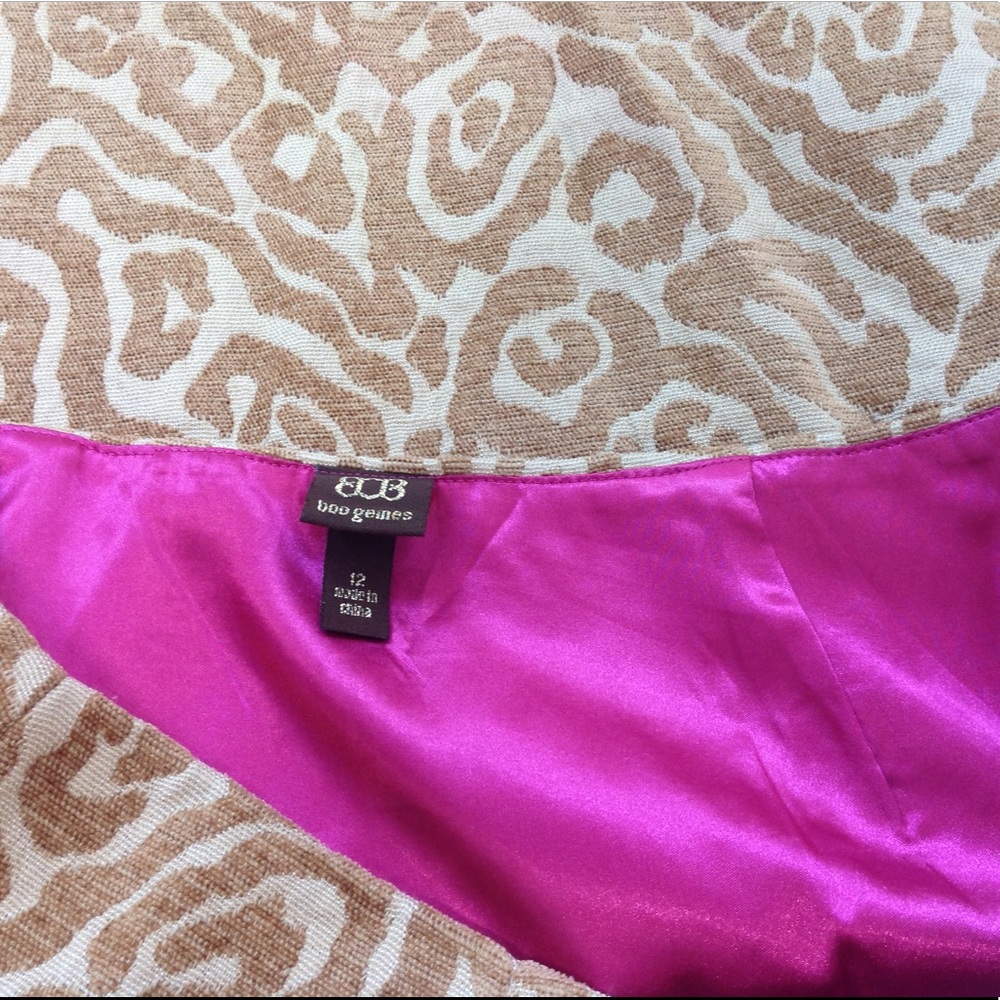 Boo Gemes Tan Skirt Brown Brocade Animal Print - Picture 2 of 2